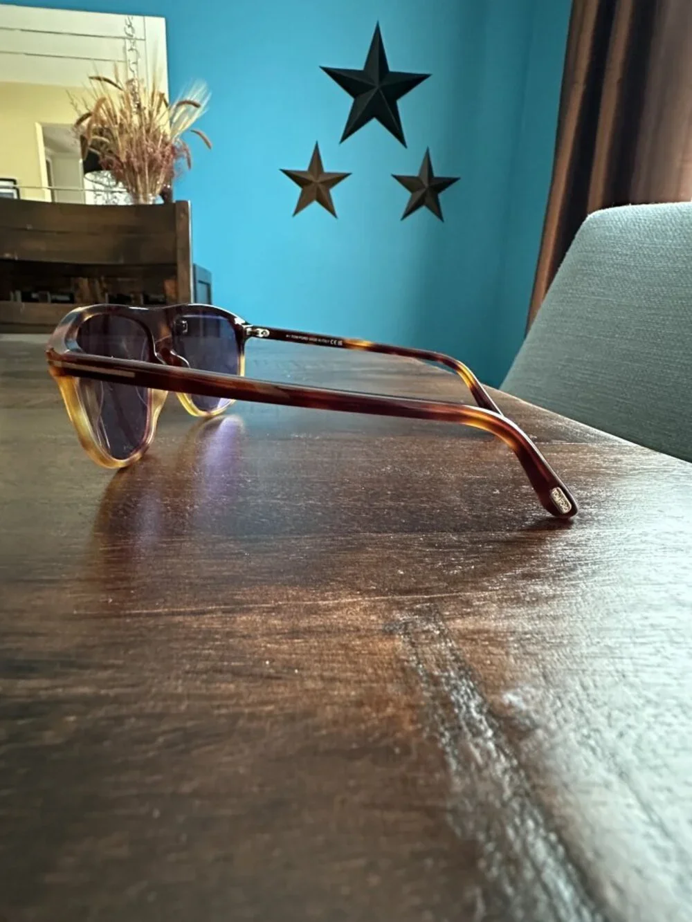 TOM FORD Prescott TF 1027 Tortoiseshell Havana Blue Lenses NWT